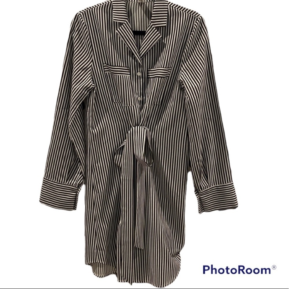 Pinkyotto New York Womens Shirt Dress Size L Black & White Striped Open Sides